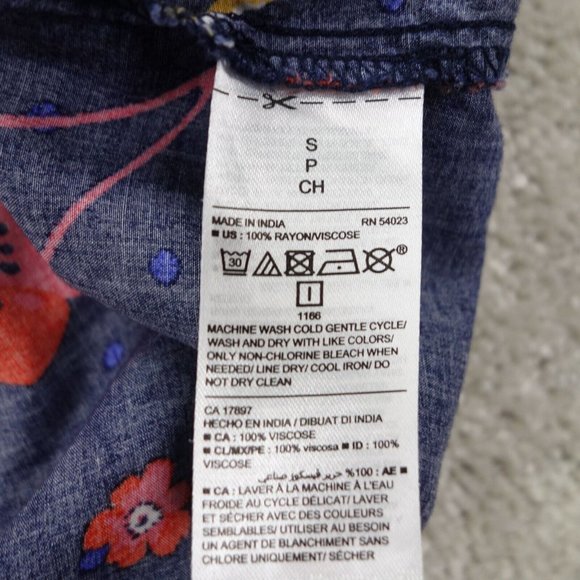 Old Navy Dress Womens Small Blue Floral Balloon Sleeve Pleated Front Lace Up - Picture 4 of 8